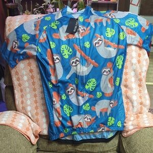 Bike Beer Blue Cycling Jersey with Sloth Print Plus Size